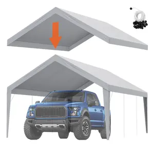 VEVOR Carport Replacement Canopy Cover 13 x 20 ft,  Garage Top Tent Shelter Tarp Heavy-Duty Waterproof & UV Protected, Easy Installation with Ball Bungees,Grey (Only Top Cover, Frame Not Include)