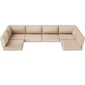 14-Piece Outdoor Cushions for Patio Furniture, 25.6"x25.6" Couch Cushion Replacement Designed for 6-Seat Sectional Sofa Sets, Anti-Slip Patio Cushions for Garden, Backyard, Porch