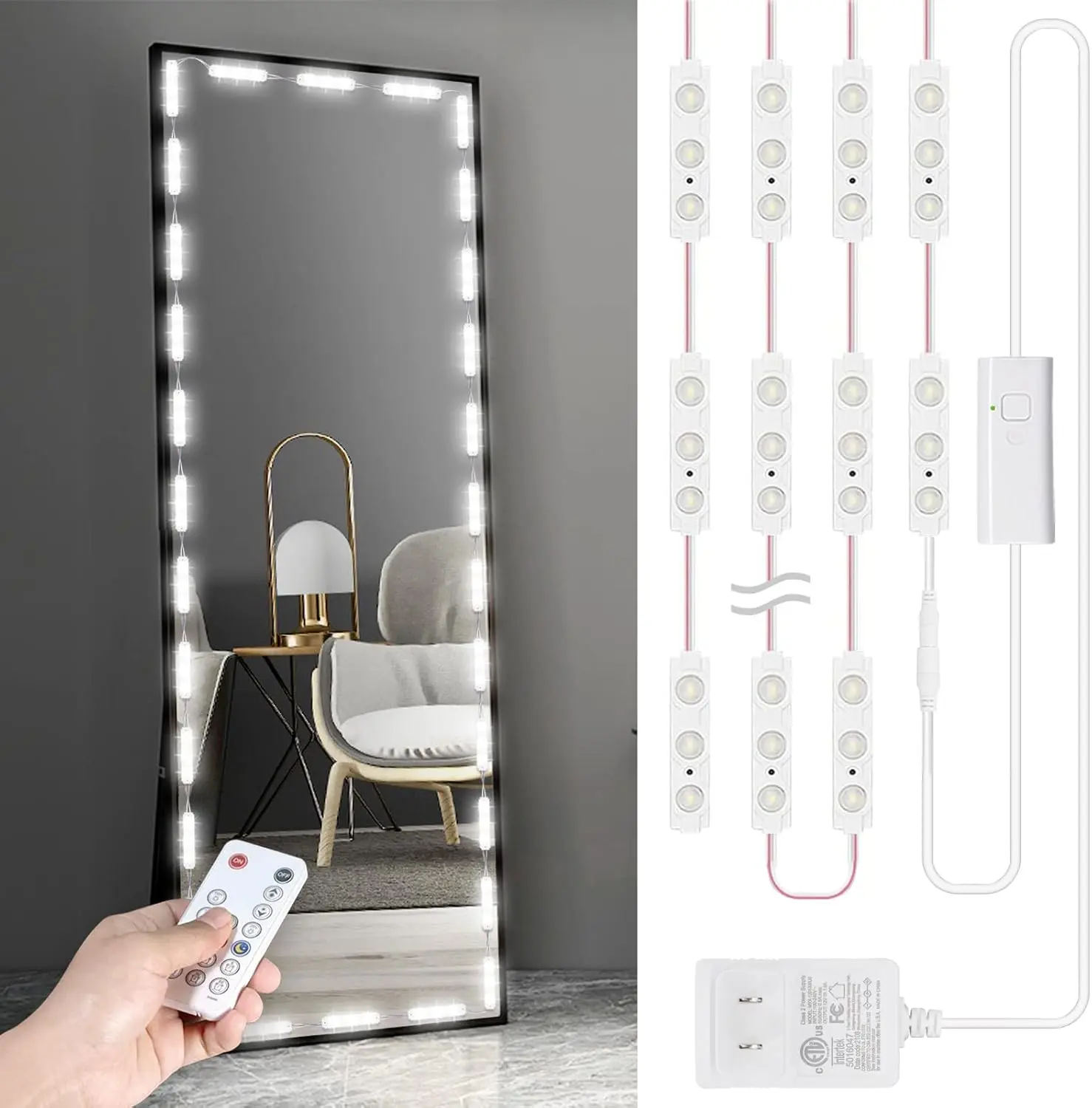 LED Vanity Mirror Lights with RF Remote, Dimmable Hollywood Style 13ft(4m), Bathroom , for Full  Mirror, Makeup Mirror, Vanity Mirror, Bathroom Mirror(Mirror Not Include)