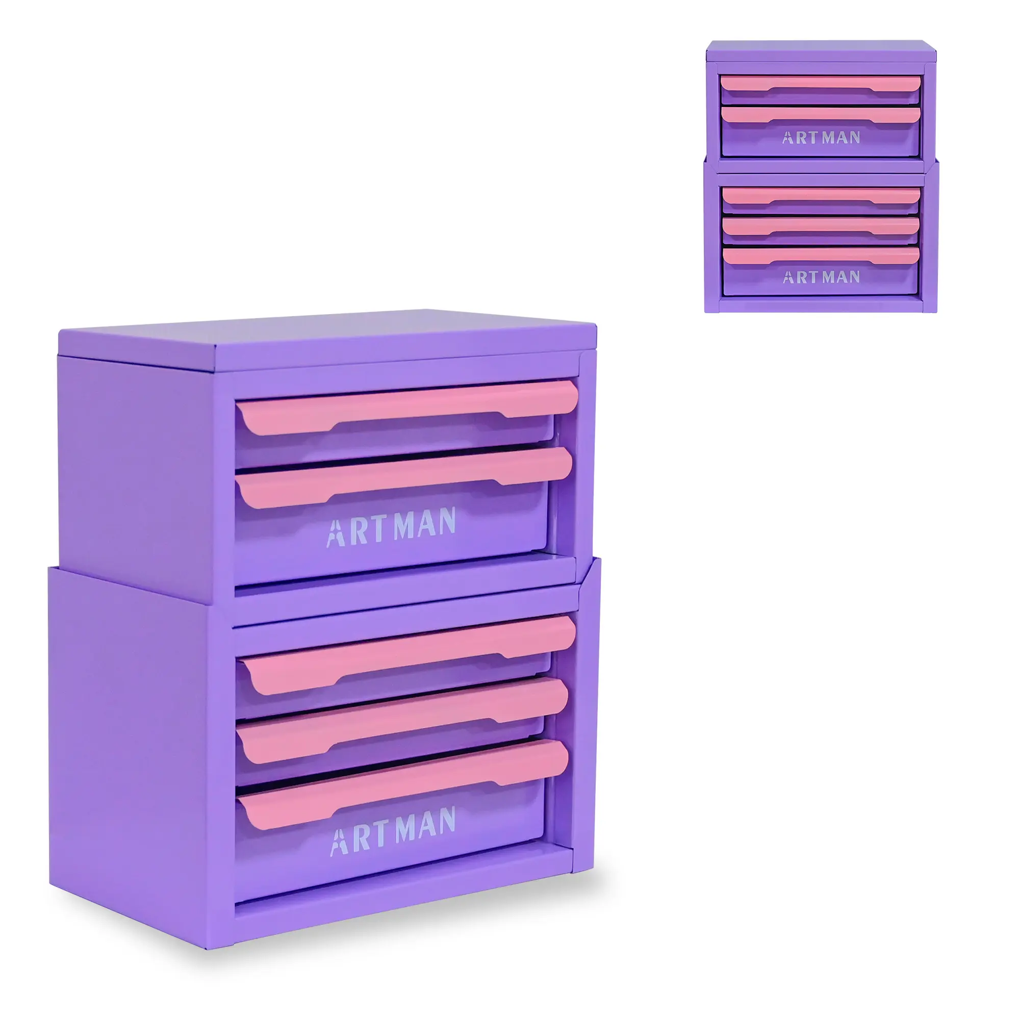 Mini Metal Toolbox with 2+3 Drawers and Top Storage Compartment, Garage Storage Cabinet, Hardware Tool Organizer, Colorful Storage Box, Tool Storage Cabinet