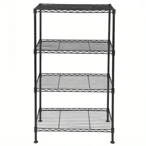 4-Tier Adjustable Metal Wire Shelf Rack, NSF-Certified Industrial Storage Rack with Easy Installation, Heavy-Duty Home Organizer for Kitchen, Garage Use (Supports Above 25 kg), Adjustable Shelf Rack
