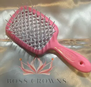 Boss Brush™ Gentle Detangling Brush for Synthetic Wigs, Extensions, All Hair Types - Flexible Bristles, Daily Maintenance, NA Ingredients Hair Care Product (Pink)