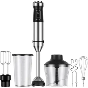 6-in-1 Immersion Blender, 1000W Hand Blender with 20 Speeds, Scratch-Resistant Stick Mixer with Whisk, , Beaker, Egg Beaters & Dough Hooks - Heavy Duty Hand Mixer, Black