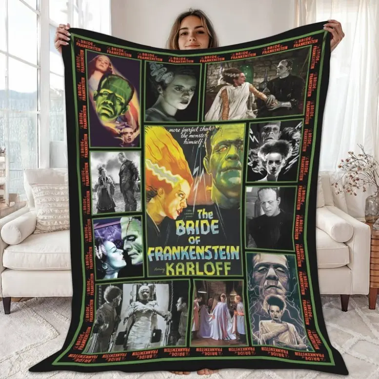 Bride Of Frankenstein Blanket, Frankenstein Blanket, Halloween Horror Throw, Monster Decor, Cozy Spooky Gift, Classic Monster Movie Blanket, Man Woman Gift, Halloween Blanket Lightweight And Warm Easy Care