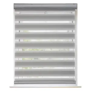MYshade Cordless 24 Inch Anti-UV Blend Fabric Blinds, 24" W x 72" H Grey Dual Layer Day-Night Light Filtering Indoor Easy-to-Install Window Roller Shades, Cordless Blinds