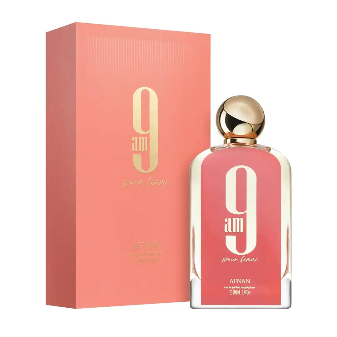 AFNAN 9 AM Pour Femme Eau de Parfum Spray, 3.4 Ounce Perfume Fragrance Citrus Floral for Women