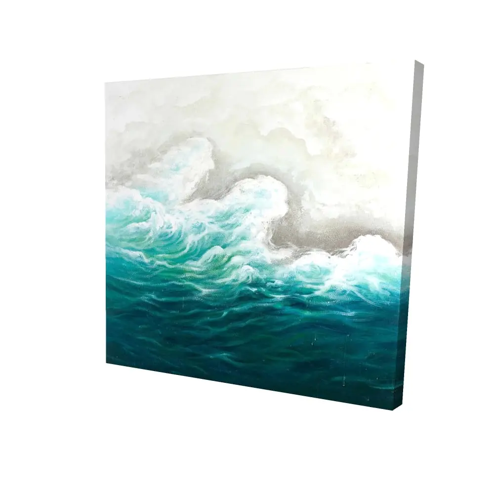 212 MAIN 24x24 in. High-Def Sea Blue Beach Painting Poster Print - Colorful Nature Art, Ocean Decor, Home Decor Room Accent Wall Design