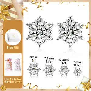 Moissanite 0.5ct-3ct Ice Crystal Snowflake Earrings, Sparkling Icy Shine, Winter Refined Jewelry,  Earrings Accessories,  Chic Fashion Jewelry, Fashion Pairings, Christmas Must-Have Stud Earrings, A Romantic Gift for Any Occasion mothersdaygift