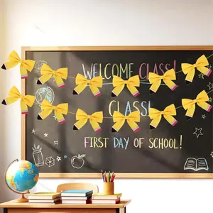 Graduation Party Decorations 9.2ft Felt Pencil-Shaped Bow Banner Graduation Backdrop Decorations 3D Hanging Pencil Banner for Classroom Party Favors End of Year Grad Party Decor Bow Garland for Fireplace Wall Door Mantel Decor