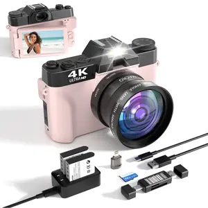 4K 56MP Vlogging Camera with 180° Flip Screen, Compact Camera with 16x Digital Zoom, 32GB TF Card, Summer gift(Black)