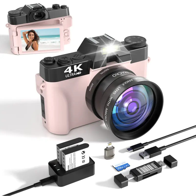 Portable Point & Shoot HD Digital Camera - 3.0 in LCD Screen, 32GB TF Card, High Definition Beginner Compact Pocket Camera for Pictures, Ideal Back to School Gift, Techvibes