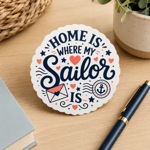 Home Is Where My Sailor Is Sticker | Military Spouse Vinyl Sticker | Navy Wife Decal | Deployment Love Gift | Waterproof Laptop & Tumbler Sticker