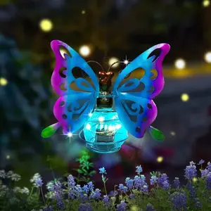 Solar-Powered Hanging Lights for Outdoor Garden & Patio Decoration, Iron Art Insect & Butterfly Pendant Lamps with Springs, Individual Spring-Loaded Hooks, IPX4 Waterproof, Ideal for Yards, Lawns, Tree Branches and Porches