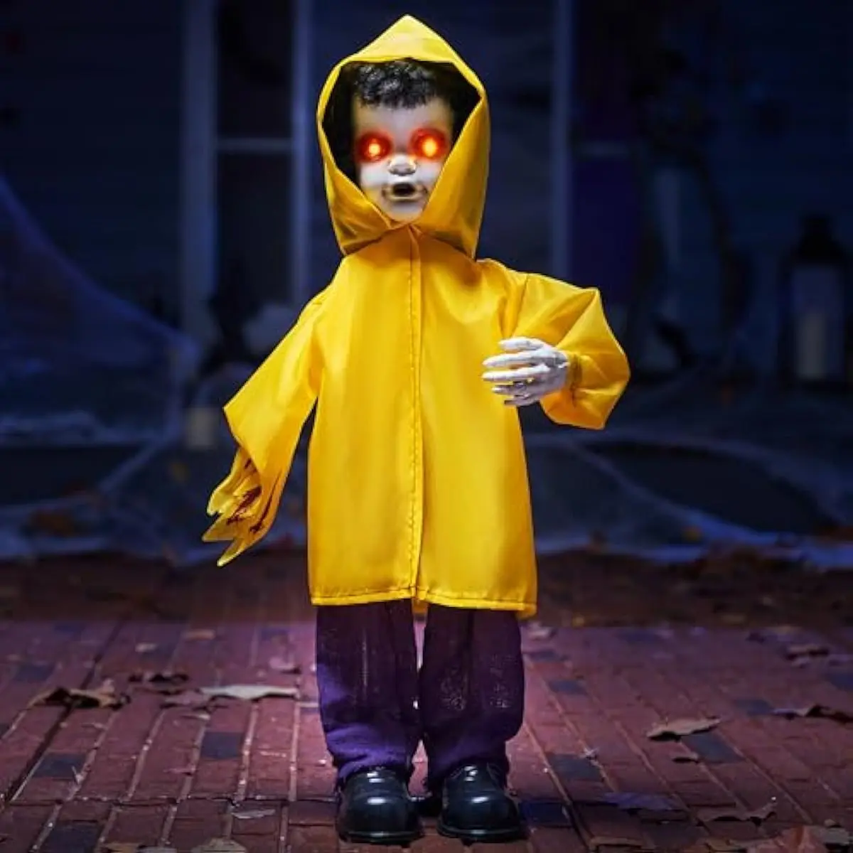 Halloween Decorations Outdoor, 34 Life Size Animatronics Ghost Decor Props with Glowing Eyes, Sound Activated Party Supplies for Yard Lawn Haunted House