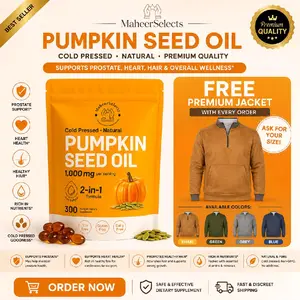 MaheerSelects Pack of 2 Pumpkin Seed Oil & Saw Palmetto 1000mg Herbal Supplements - Healthcare, Bladder Health, Immune Support (300 Pills) + 1 Free Jacket