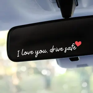 3X  I Love You Drive Safe Mirror Sticker, Cute Car Stickers for Womens, Car Decals for Women, Rear View Mirror Sticker, Valentines Day Gifts for Her, Him (I Love You Drive Safe White)