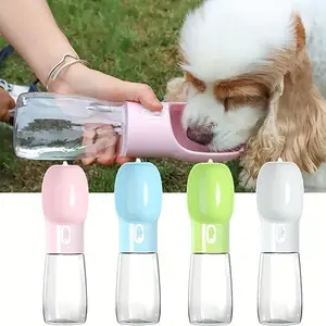 Outdoor Dog Water Bottle Dispenser - 400ml Leak Proof, Portable Pet Drinking Bottle with Bowl for Travel and Outdoor Activities Pink/Blue/White/Green