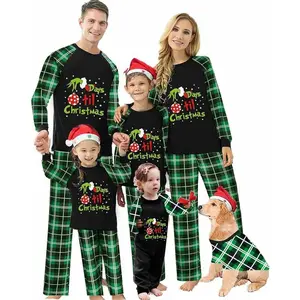 Two piece Christmas green monster family matching pajamas set Christmas pajamas Christmas party pajamas setRAIMENTRY