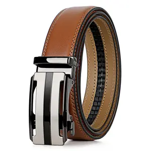 Father's Day Gift Ratchet Mens Belt Leather, Adjustable Quick Release Click Belts for Mens Jeans, Casual & Work