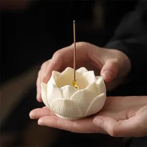 Ceramic Lotus Incense Burner, Brass Gourd Shape Holder, Yoga Meditation Spa Home Decor, Incense Stick Stand, Relaxing Aromatherapy Accessory, Aroma Scented Floral, Aromatic Scent, Home Fragrances