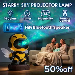 Gen 2 Bee Astronaut Galaxy Projector Night Light, Bluetooth Star Projector with Remote & Timer, LED Nebula Ceiling Light for Kids Room, Bedroom Decor, Cute Honeybee Aesthetic Lamp, Romantic Gift for Couples, Valentine’s Day & Christmas