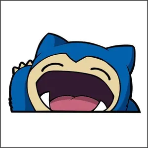 Snorlax Peeking sticker, Ideal for Laptop and Water Bottle Decor, anime sticker waterproof