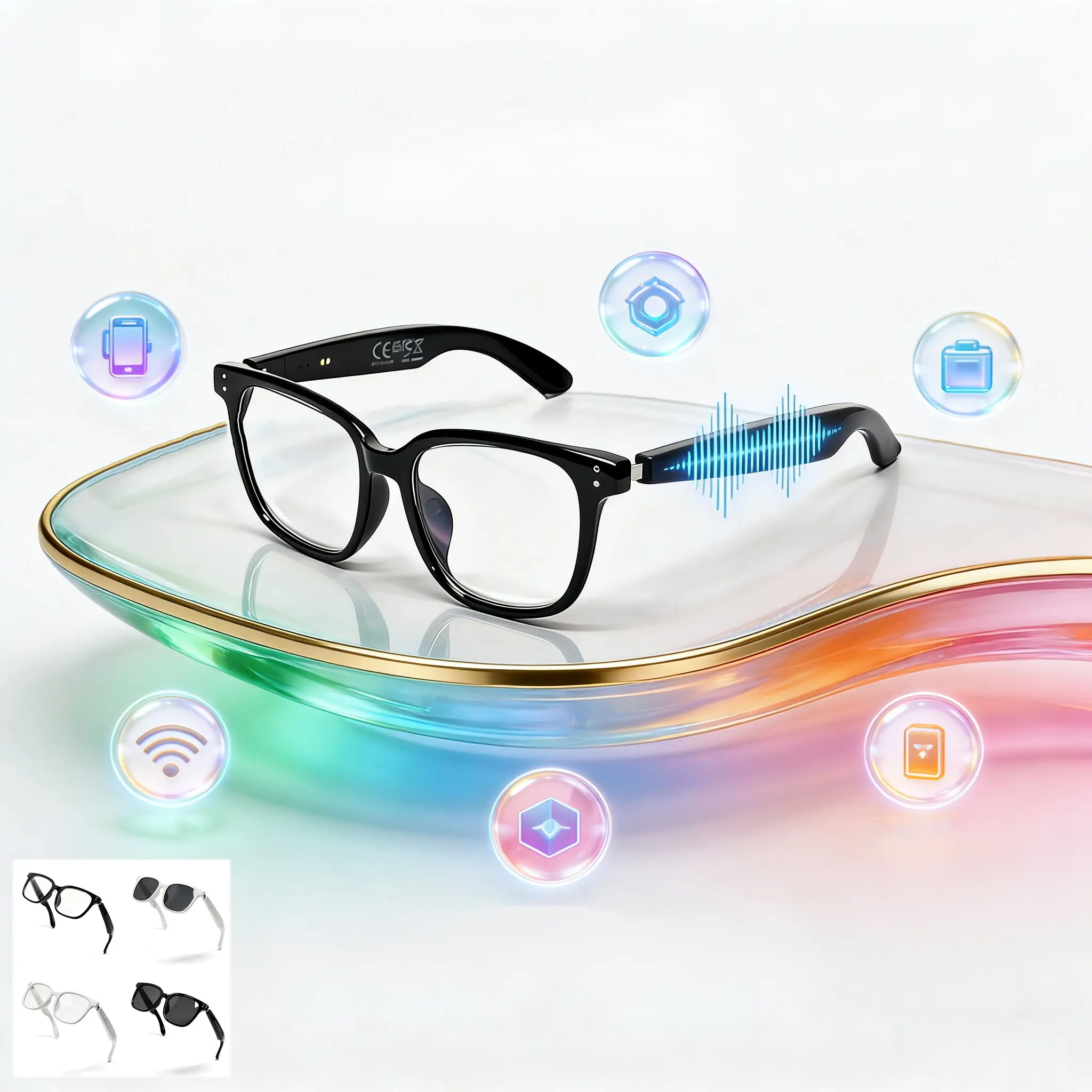F66 Smart Glasses with Bluetooth-compatible Calling, Music Playback, Voice Assistant, Remote Photography, Ai Translation for Work, Home, Travel