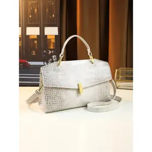 Women's Fashionable Crocodile Embossed Handbag, Casual Versatile Commuter Bag, Trendy All-match Shoulder Bag for Daily Use