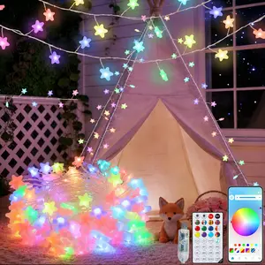 Fairy Lights Plug in, 16 Million Color Changing String Lights RGB  in Chip with App Remote Control Timer 10Ft  Firecracker String Lights for Bedroom Patio Party Decor