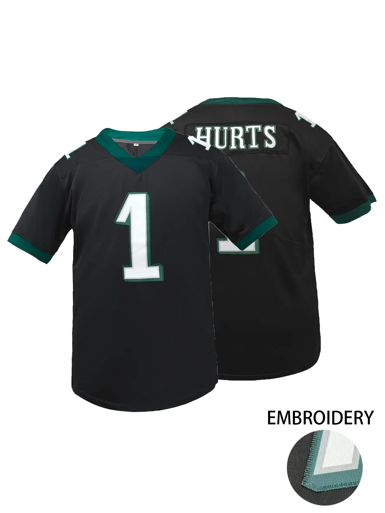 Men's Philadelphia #1 Football Sport Jersey, Short Sleeve Jersey with Embroidered Name & Number - Breathable Loose Fit Design - 100% Polyester - Athletic Training Apparel - Ideal for Training, Outdoor Activities - All Seasons - Athletic Top