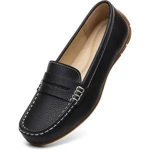 Women's Comfortable & Lightweight Leather Penny Loafers Slip-Ons Cute Business Casual Dress Shoes Work Office Flats Everyday Walking Shoes Driving Mocs for Women