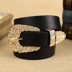 Women'S Vintage Boho Faux Leather Belts, Casual to Formal Adjustable with Golden Leopard Print Alloy Buckle, for Daily Wear, Beach, Night Out, Festivals, Weddings, Parties, College - Versatile Accessory All Occasions