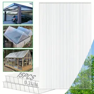 GrowJoy 15-Piece Polycarbonate Greenhouse Panels 4'x2'x0.24" - Durable All-Weather Clear Replacement Roof Panels for Greenhouses