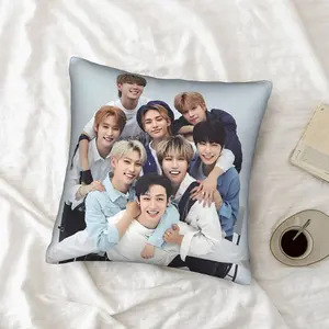 1 piece Kpop Star Home Decor for Sofa Bedroom Office Car Farmhouse Pillowcase Stray Group Zipper Closure Hand Washable Machine Washable Decorative Cushion Covers Without Pillow Core Christmas Halloween
