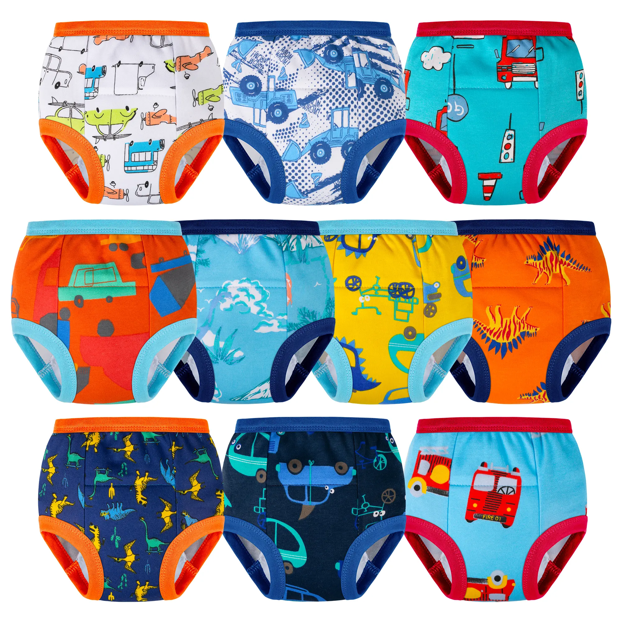 BIG ELEPHANT 10-Pack Boys Potty Training Underwear Soft 100% Cotton | Helps Manage Small Amounts of Daytime Urine Leakage, Lets Kids Feel Wetness Cues, Washable & Reusable for Potty Training
