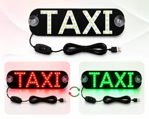 LED Taxi Light Sign with Suction Cups – Dual Color Changing Lights (Switch Control), USB Powered, On/Off Switch for Car Windshield