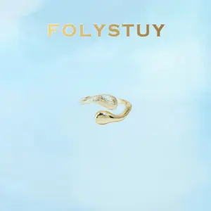 [FOLYSTUY (Z126)]Textured & Smooth Dual Finish Open Cuff Ring, Modern Chic Adjustable Band, Fashion Daily Wear Jewelry