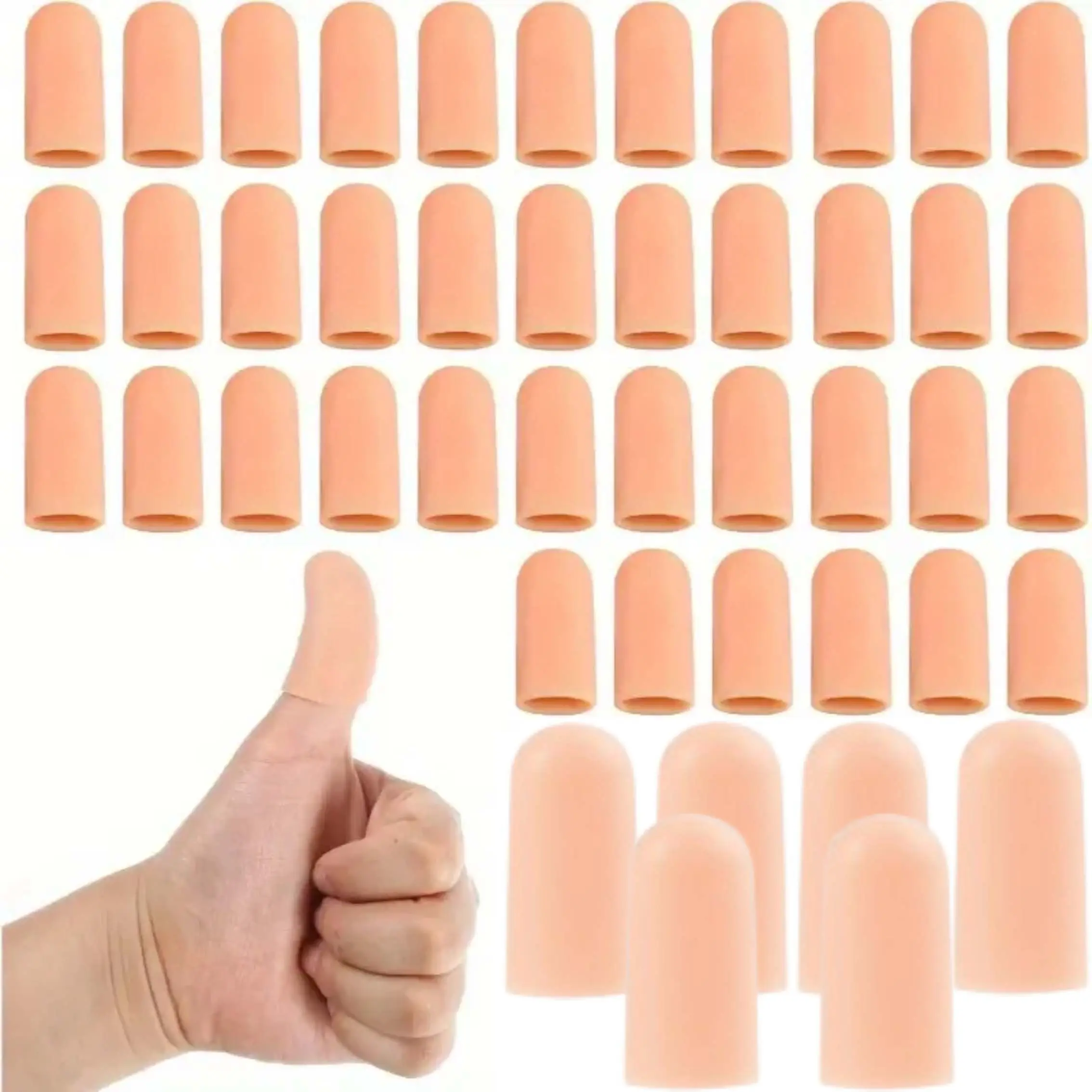 30PCS Silicone Finger Guard Set, 2 Sizes Gel Thumb, Soft Silicone Fingertips, Protectors for Hand Protection, Perfect for Construction, Painting, Gardening & Detailed Tasks, Finger Protection, Hand Safety Gear,Protective Tips