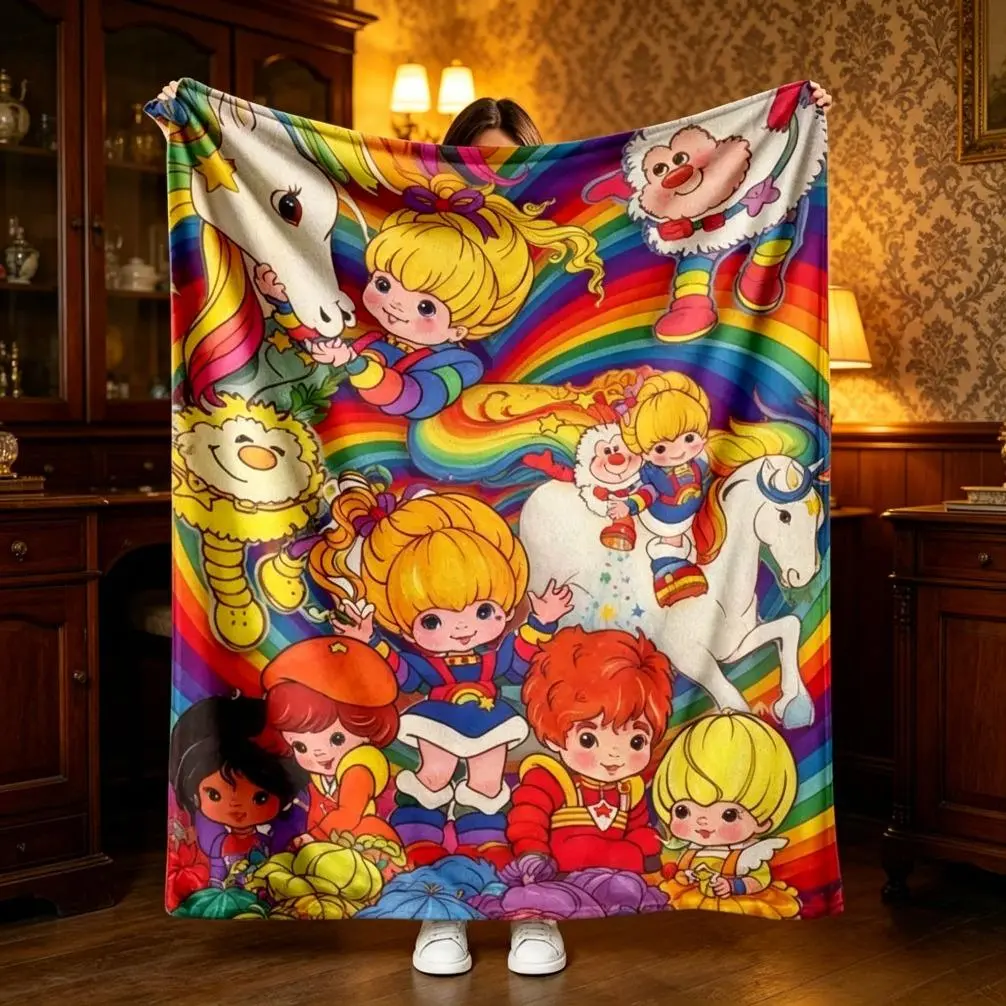 Rainbow Brite 80s Retro Cartoon Ultra Soft Flannel Blanket, HD Print Starlite, Cozy Warm Throw for Bedroom & Couch, Perfect Nostalgic Gift for Fans