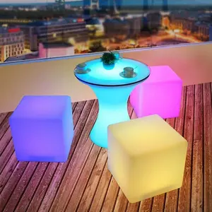 16 Inch Rechargeable LED Color Changing Cube Chair Light, Waterproof RGB Color Changing LED Light Cube Seat Stool Side Table w/Remote for Party Mood Lamp Night Romantic Decorative Lighting