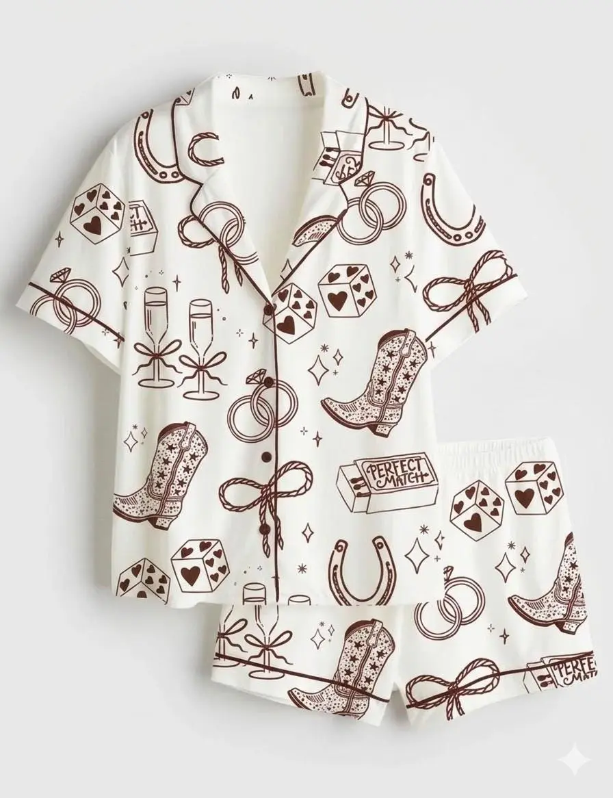 Western Pajama Set, Cowgirl Bachelorette Party Women’s Pijama