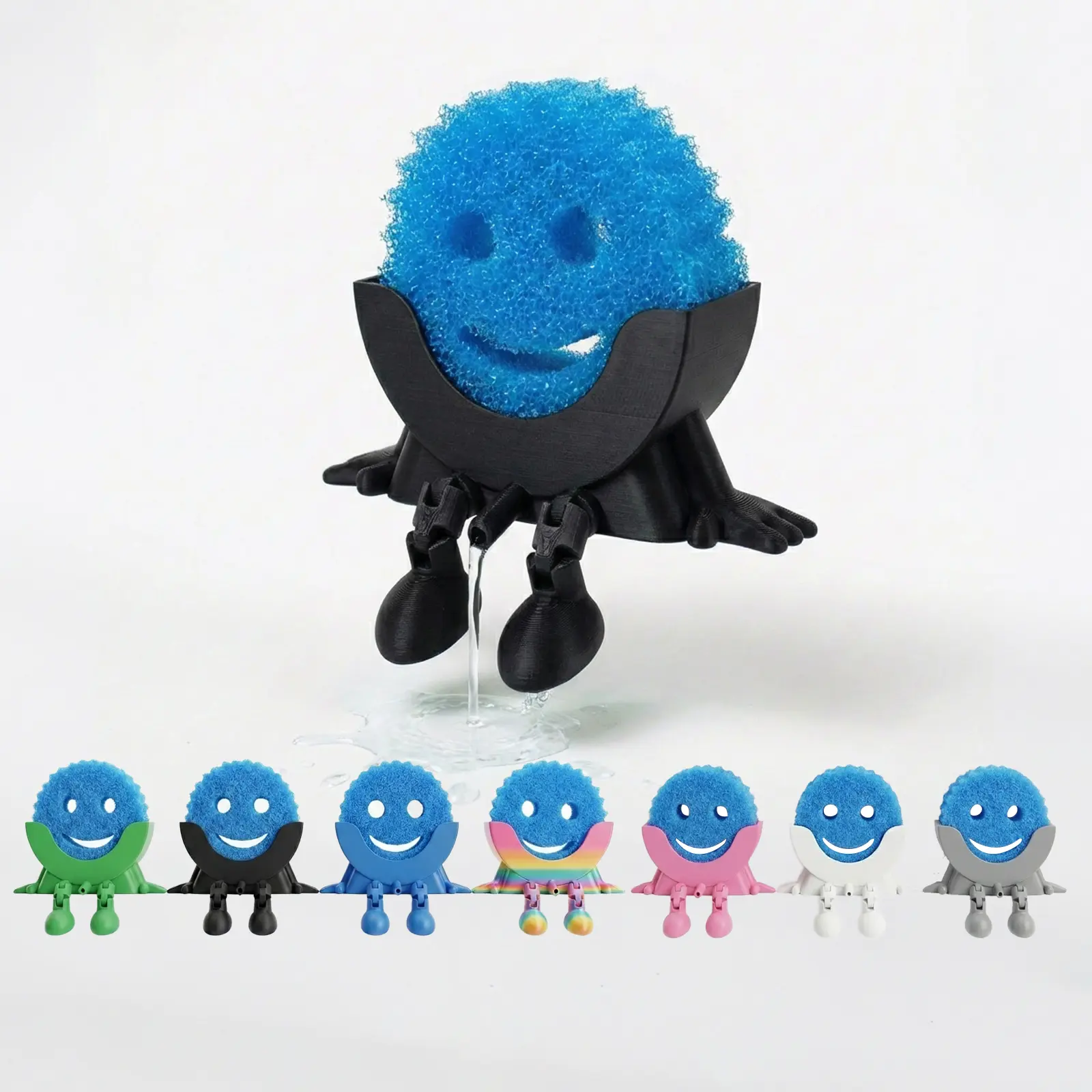 Creative Hanging Sponge Holder with Drainage & Traceless Adhesive, Funny 3D Printed Kitchen Sink Sponge Organizer, Keeps Sponge Dry, Clean & Easy to Reach, Perfect for Scrub Daddy
