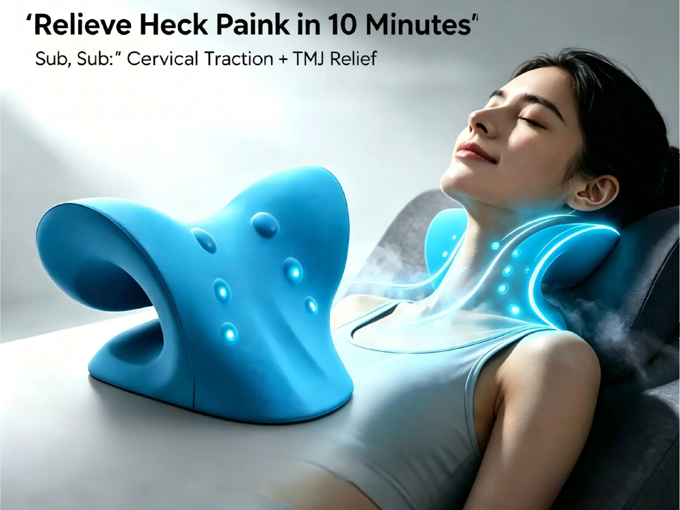 Neck Stretcher, Neck Hump Corrector, Neck and Shoulder Relaxer – Cervical Traction Pillow for Muscle Relaxation & TMJ Comfort (Blue) Neck Rest Cushion