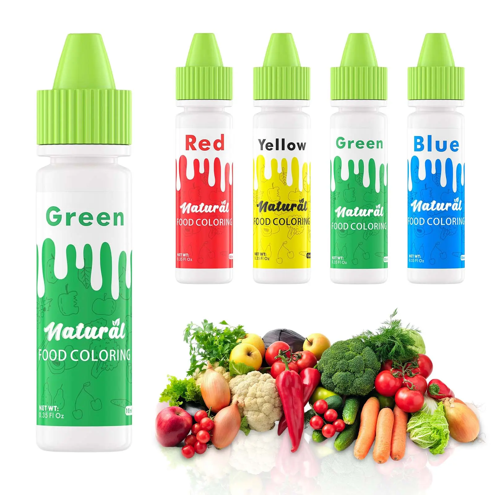 4 Natural Plant-Based  Food Coloring 0.35 Fl oz 10ml / Bottle Vegan Food Coloring for Icing & Frosting, Bright Colors for Cake Decorating, Kids-Safe Easter Baking Supplies  Cream Nata