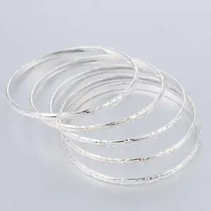 EJG Stackable  Set 5 PCS 925 Sterling Silver Geometric Print 2.7 Inch Boho Layered  for Women Everyday Party Wedding  Ready Hypoallergenic Holiday  for Her Bracelets gift