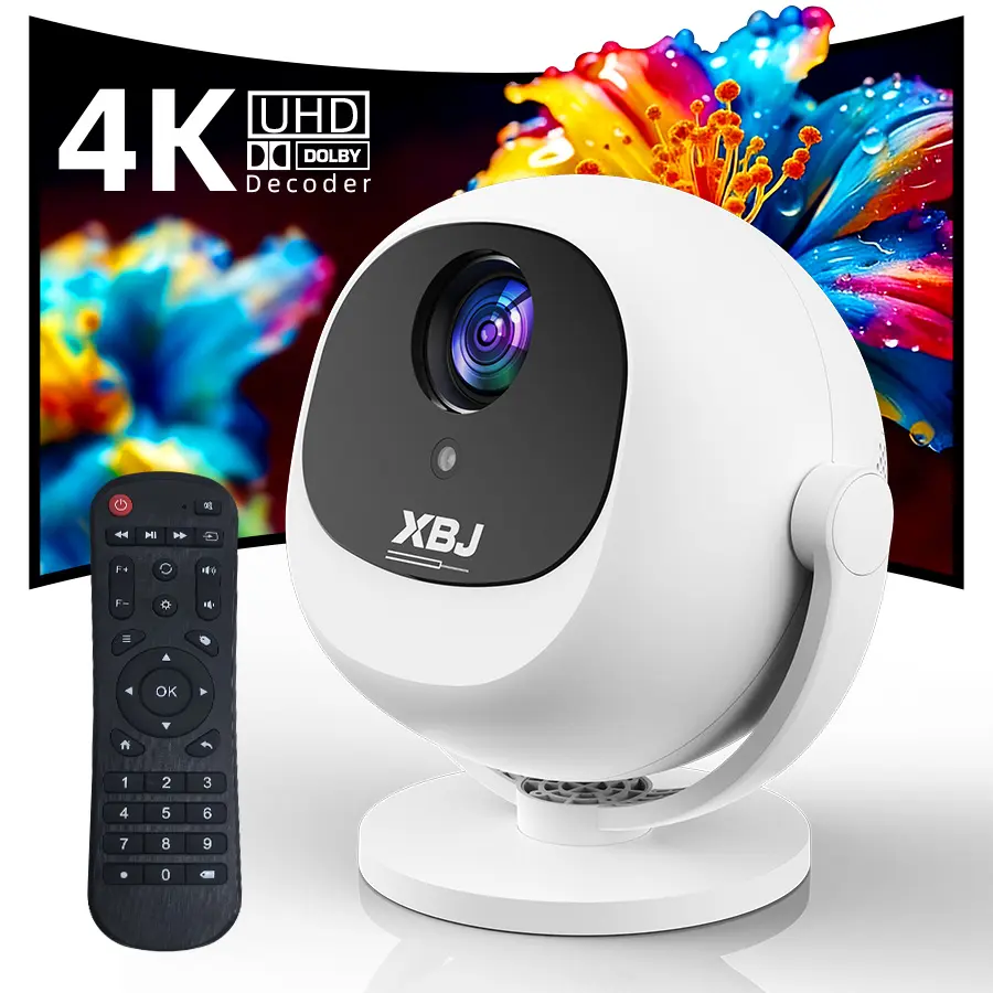 XBJ 4K WiFi Smart Projector - 360° Projection, 2.4/5G Dual Band WiFi, 6+ BT6.0, 150in Screen, Built-in Speaker, Portable Display, Abs & Box Included, Ideal for Home Cinema, Birthday Gift & Father's Day Present