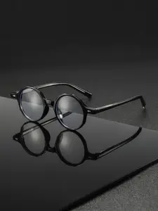 Men's PC Classic Vintage Round Full Frame Blue Light Blocking Glasses, Preppy Style Casual Fashion Decorative Eyewear for All Seasons, Round Frame Eyeglasses