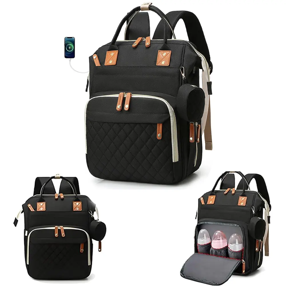 Diaper Bag Backpack Bag, Girl Boy Diaper Bag, Large Capacity Diaper Bag Backpack for Moms Dads with USB Charging Port and Stroller Straps, Portable Moms Baby Bag, Diaper Bag Backpack Waterproof, Baby Shower Gifts