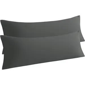 Body Pillow Cases Set of 2, 2 Pack Brushed Microfiber 20x54 Pillow Cases, Soft Wrinkle Fade Stain Resistant Dark Grey Pillow Cases with Envelope Closure, 20x54 Inches