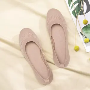 Soft Knit Ballet Flats for Women – Comfortable Slip On Shoes for Work & Daily Wear-JS017